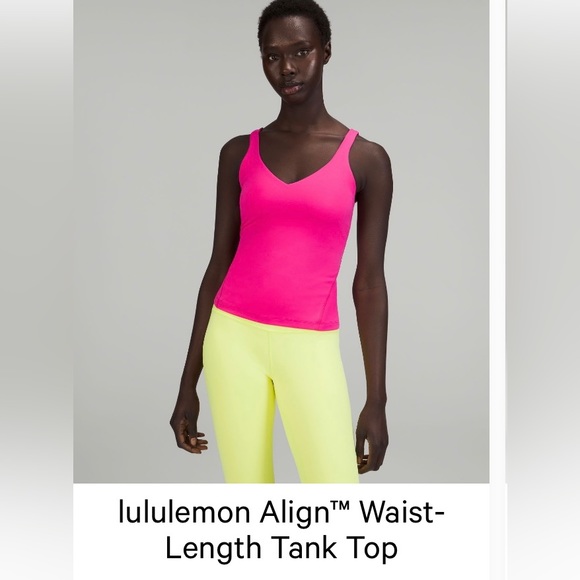 Sonic pink lululemon align waist length tank size 4 - Picture 1 of 3